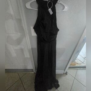 SHEIN Black Halter Neck Maxi Dress